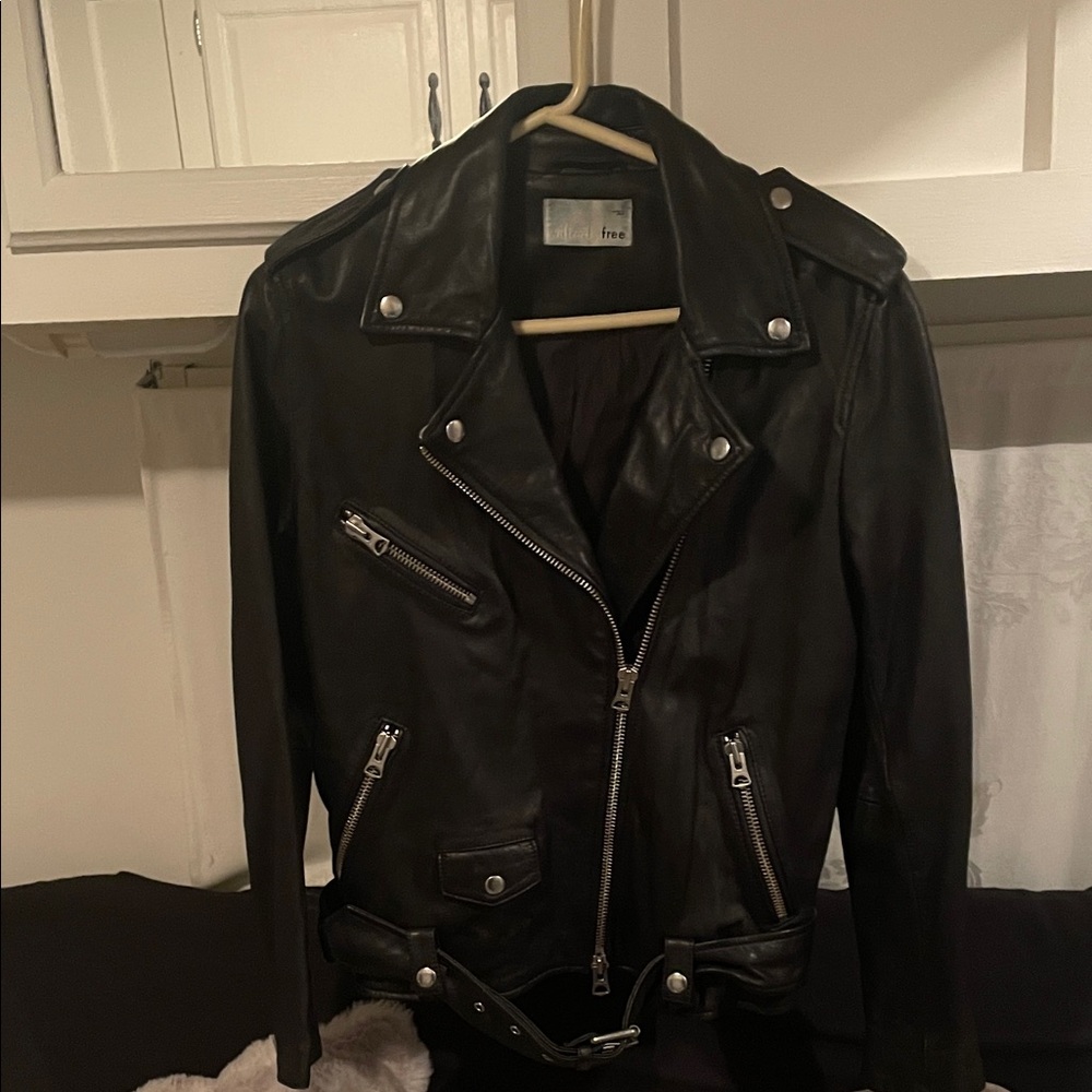 Wilfred Black Leather Moto Jacket with Silver Hardware